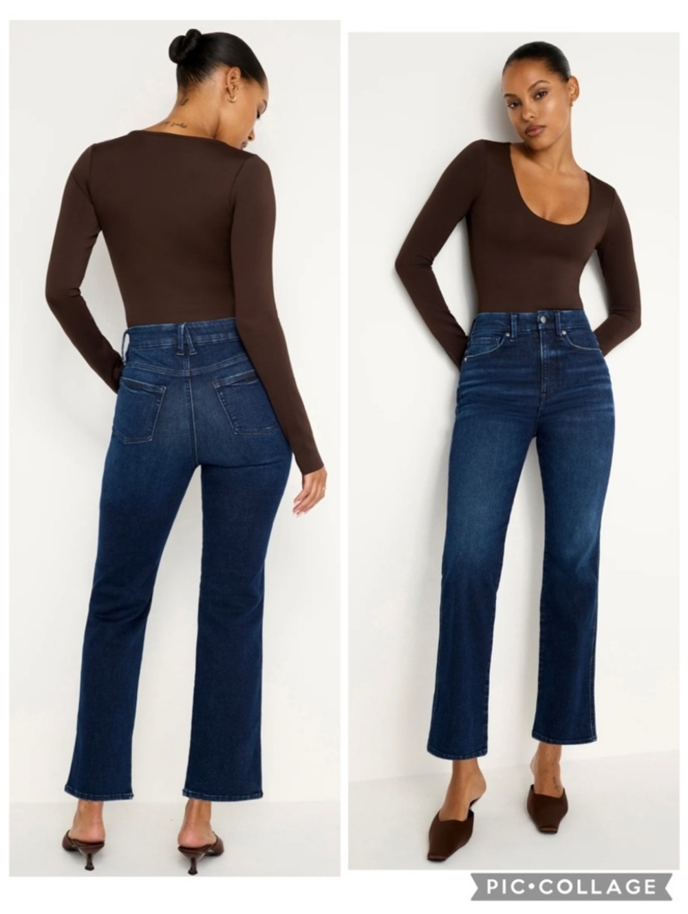 Good American High-Rise Straight Leg Jeans in Dark Indigo - Picture 3 of 15